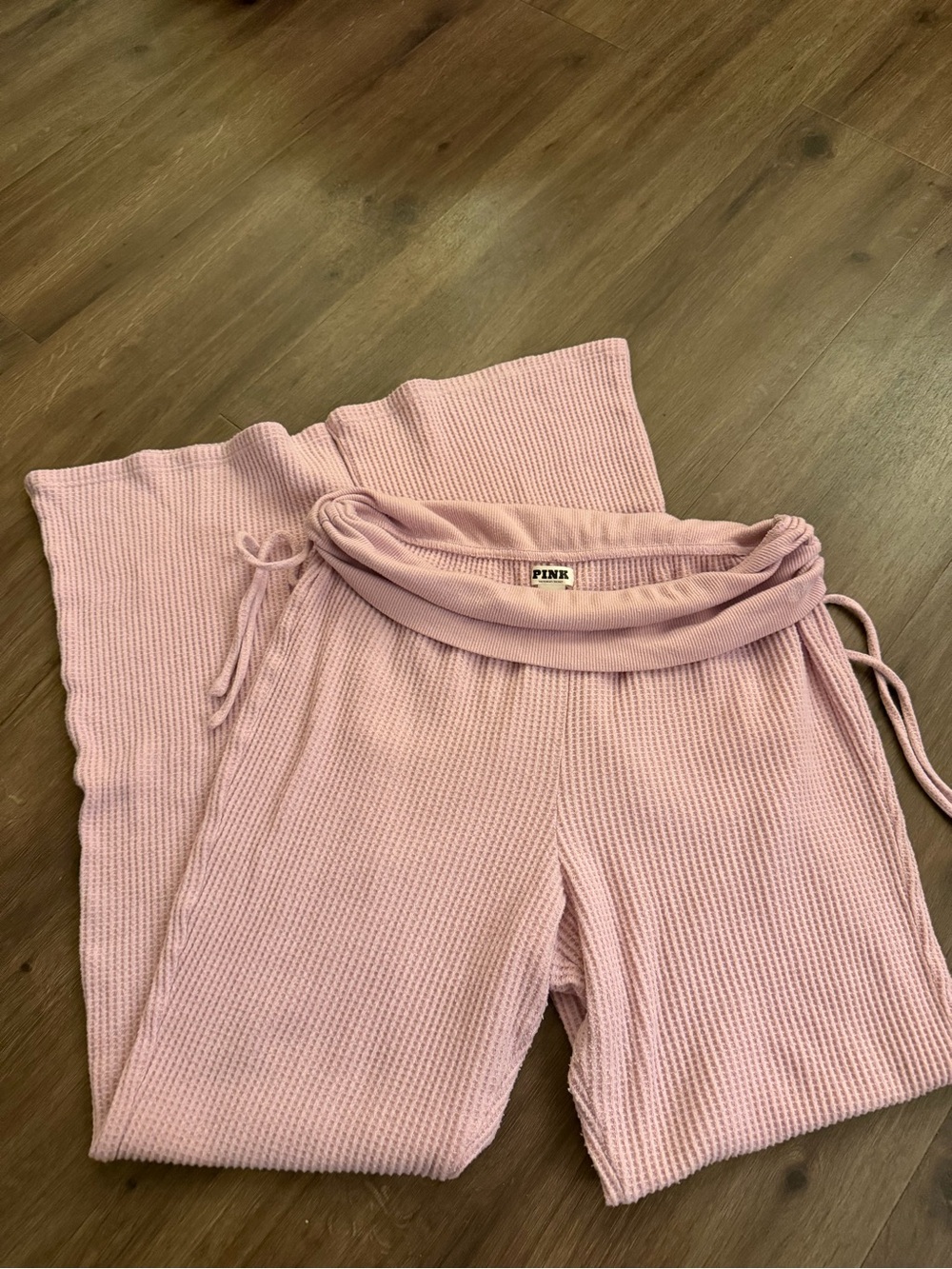 PINK Victoria's Secret Pale Pink Waffle-Knit Pullover